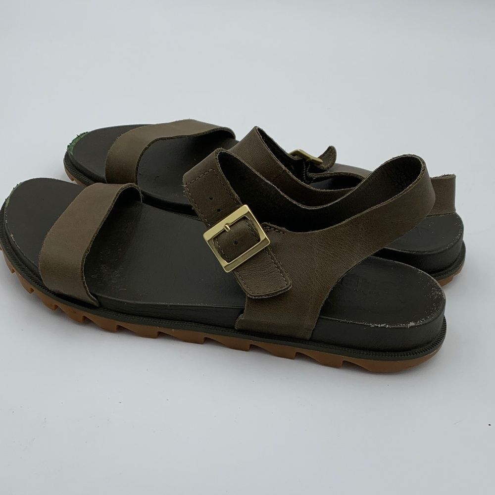 Sorel Roaming Decon olive green leather strap sandals Womans size 9 - Picture 8 of 11